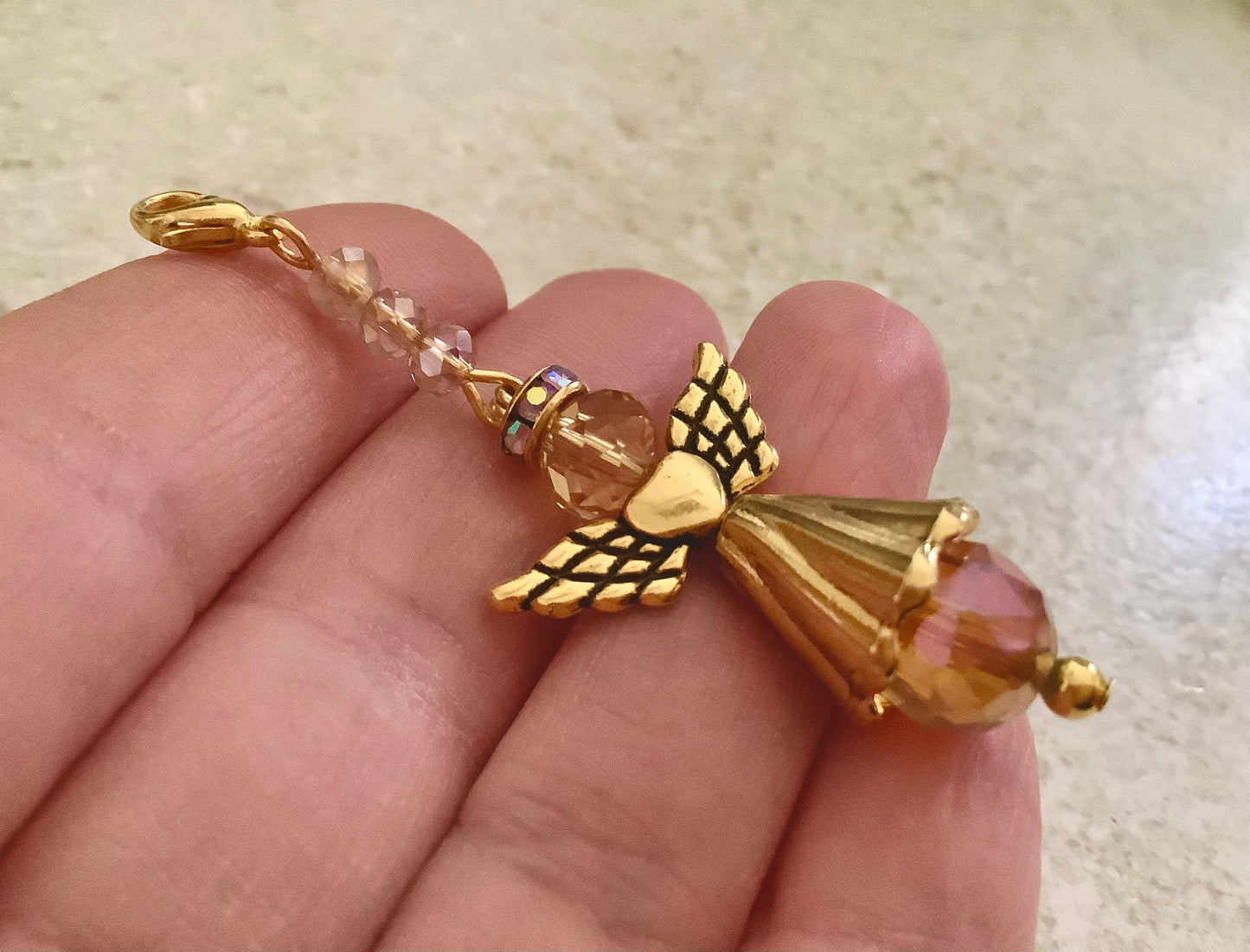 Golden Angel Charm - Awareness Charm - Childhood Cancer - Guardian Angel Charm - Nurse Gift - Badge Charm