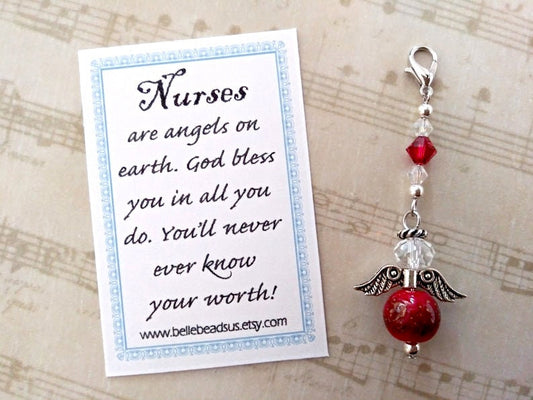 Nurse Gift, Badge Charm, Nurses are angels on earth, gratitude, guardian angel for nurse, nurse gift, tiny angel, nurse appreciation, angel