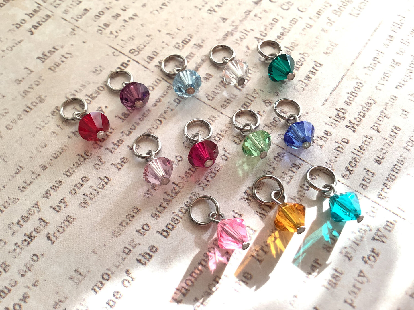 Crystal Birthstone Charm, Charm with loop, Stainless Steel, Hypoallergenic, add on charm for necklaces, bracelets and more