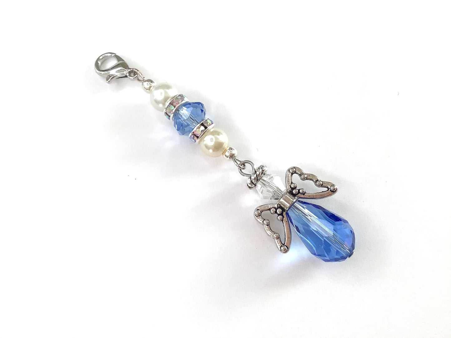 Something blue for bride - Bouquet Charm - Elegant Blue Crystal Memory Angel