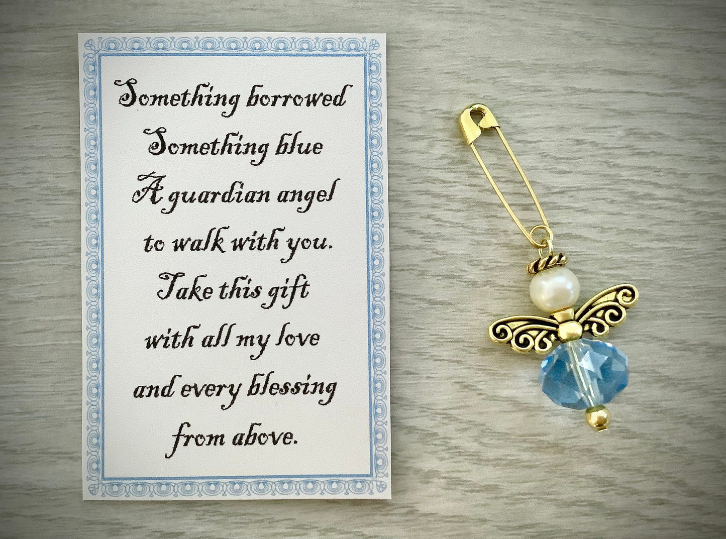 Bouquet Charm / Angel / Something Blue Bridal / Wedding Gift Charm, Wedding Dress Angel, Guardian Angel Bridal Shower, Angel for the bride