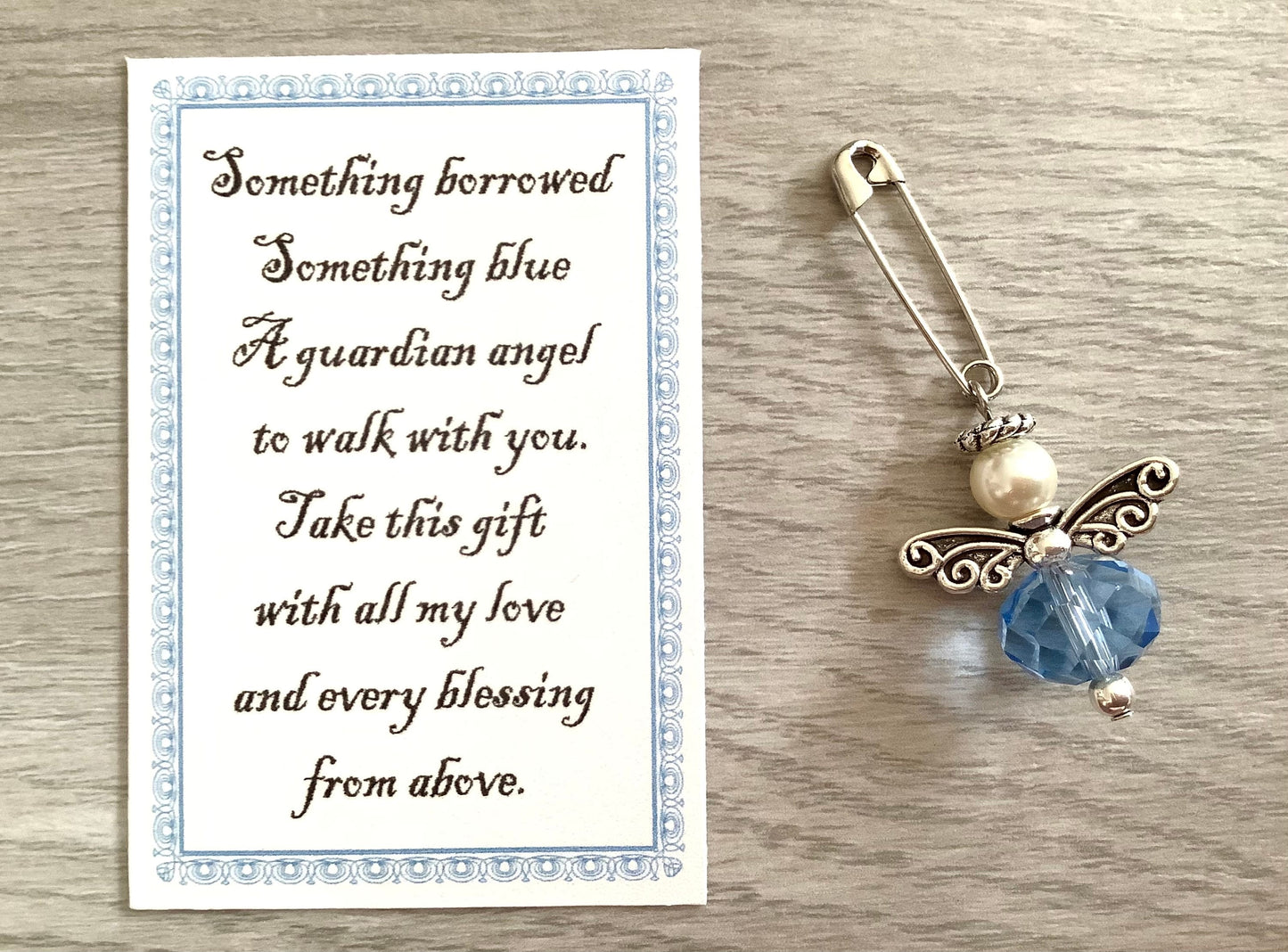 Bouquet Charm / Angel / Something Blue / Bride Gift Charm, Wedding Dress Angel, Guardian Angel Bridal Shower, Angel by my side, walk with me