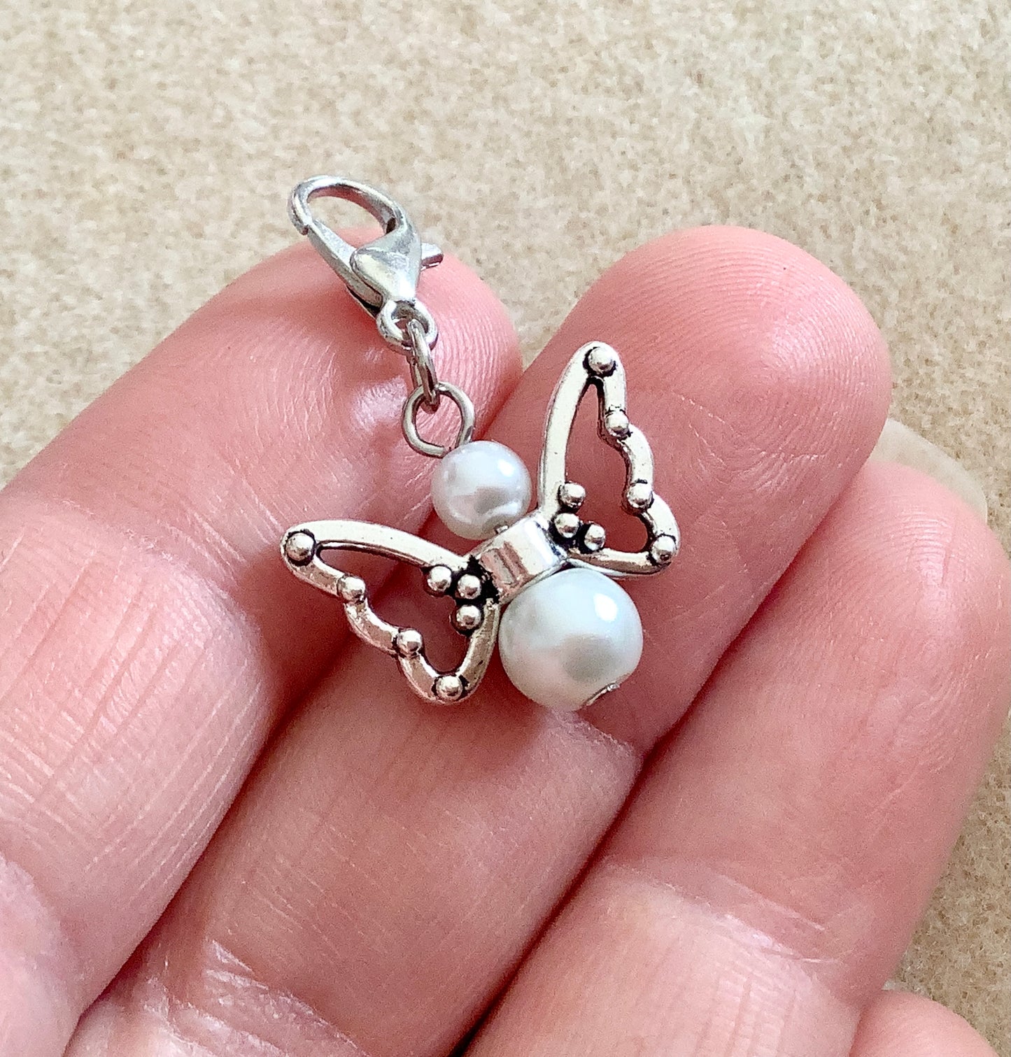 Zipper charms, pearl embellishment, butterfly, angel