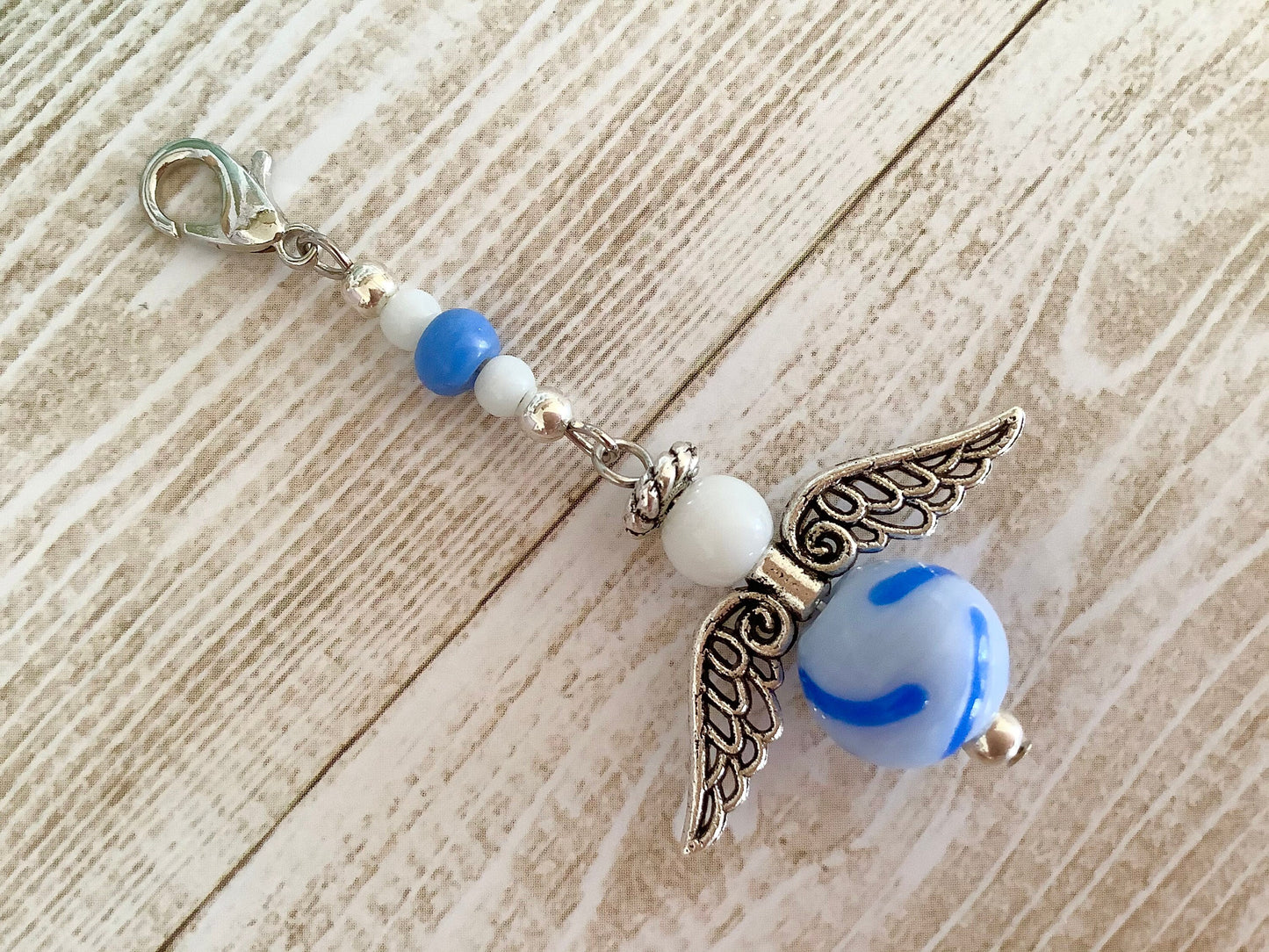 Blue Angel Charm, Wedding Charm, Guardian Angel Charm, Bouquet Charm, Memory Charm, Bridal Charm, Purse Charm, Angel Charm, Lobster Clasp