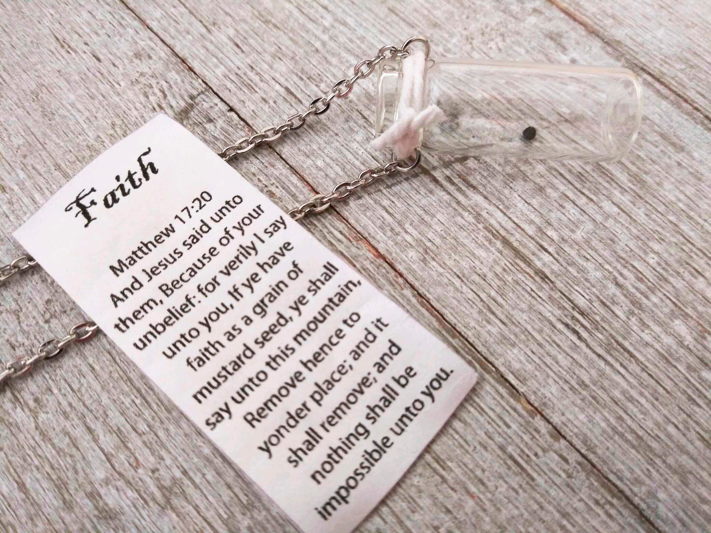 Message in a Bottle -Matthew 17:20-Mustard Seed Faith Car Charm-Christian Gifts- Personalized Message in a Bottle -Rear View Mirror Ornament