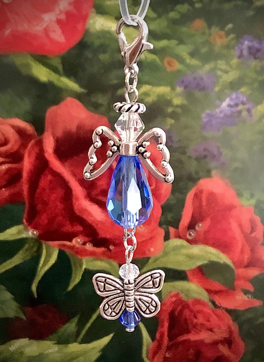 Something Blue Angel with Butterfly Wedding Bouquet Charm, Butterfly Charm, Guardian Angel Bridal Shower Gift, Butterfly Angel Keepsake