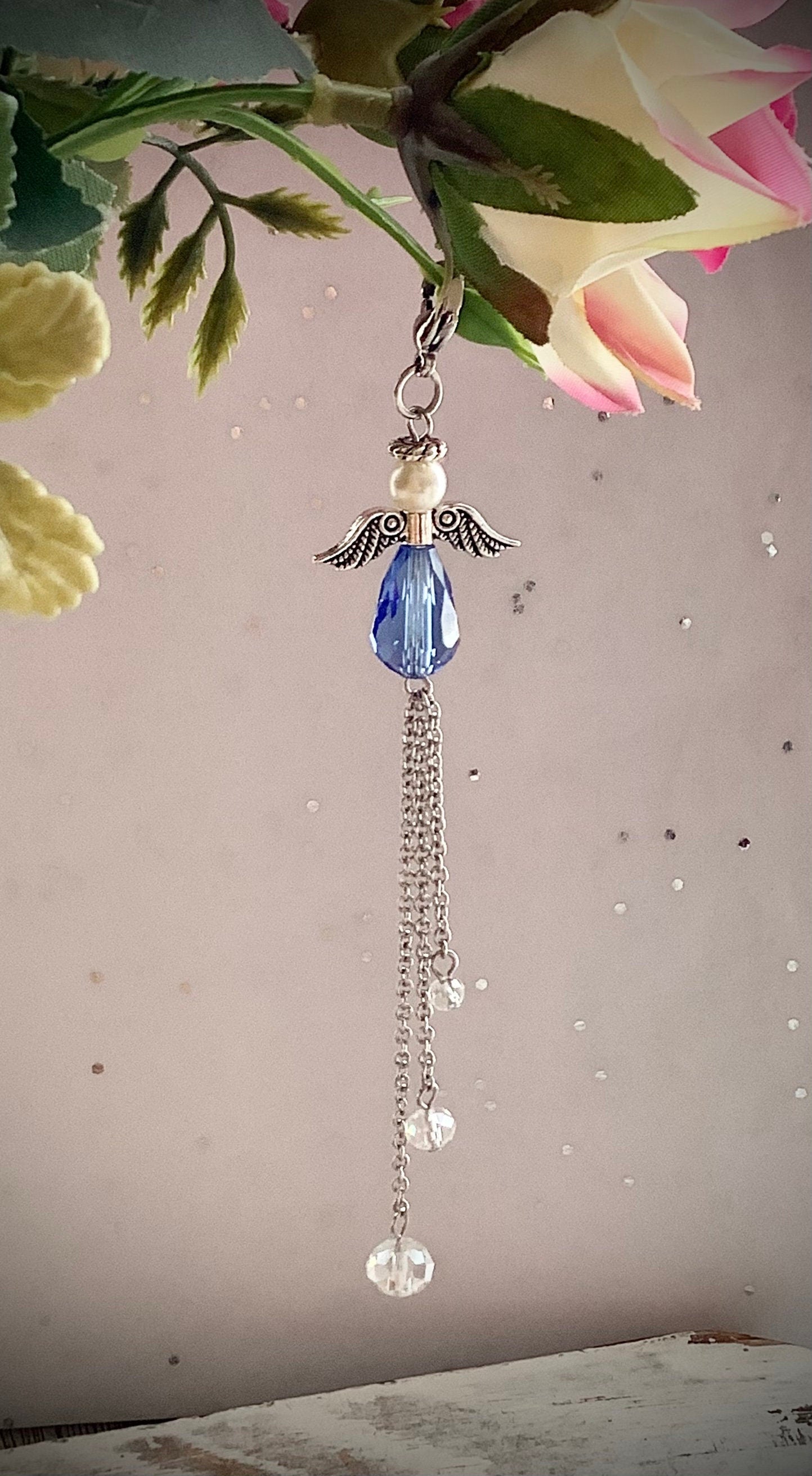 Charm for Bouquet, Something Blue Bouquet Charm - Blue Angel for the Bride - Memory Charm for Bride's Bouquet - Blue Charm - Guardian Angel