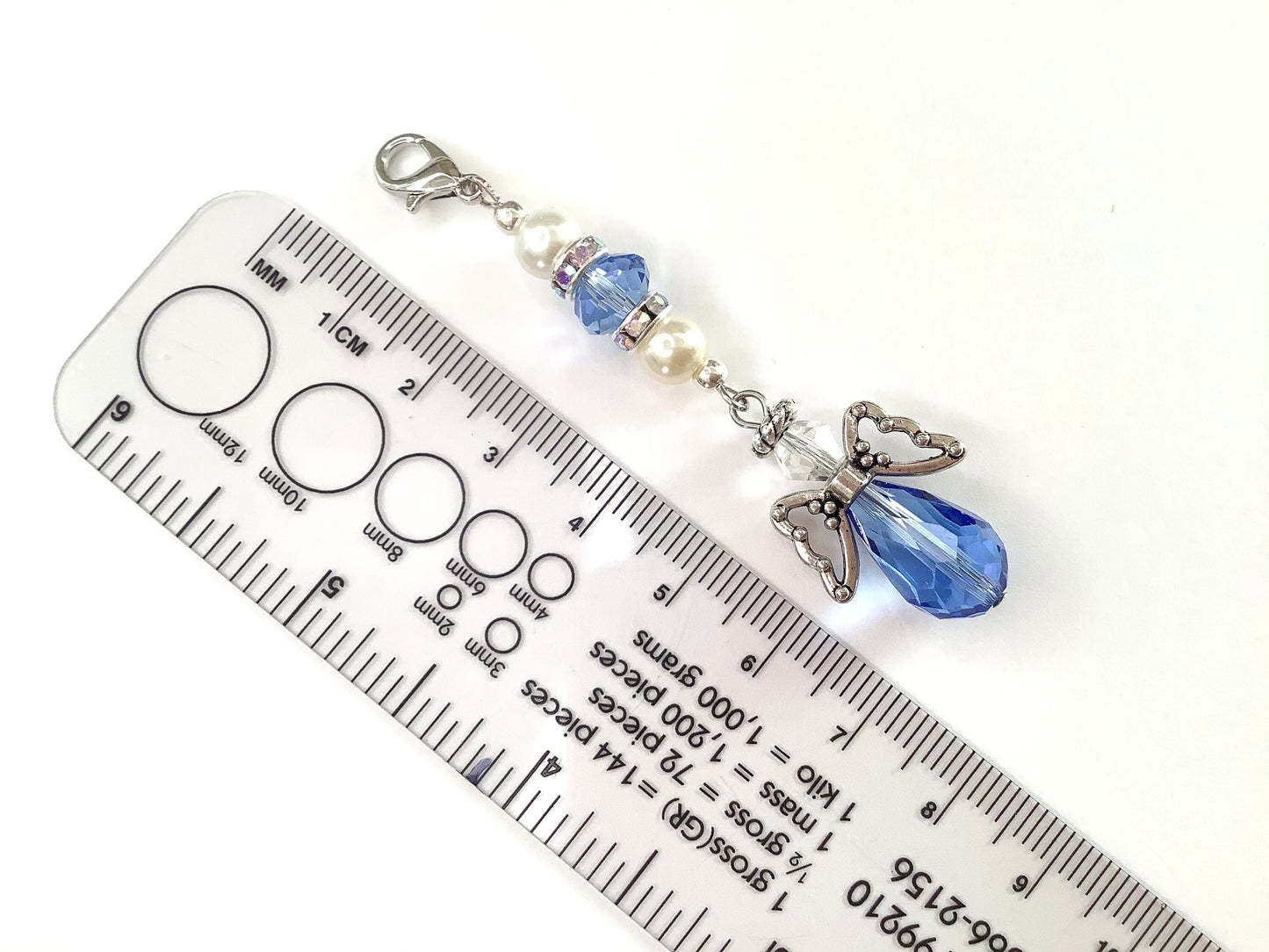 Something blue for bride - Bouquet Charm - Elegant Blue Crystal Memory Angel