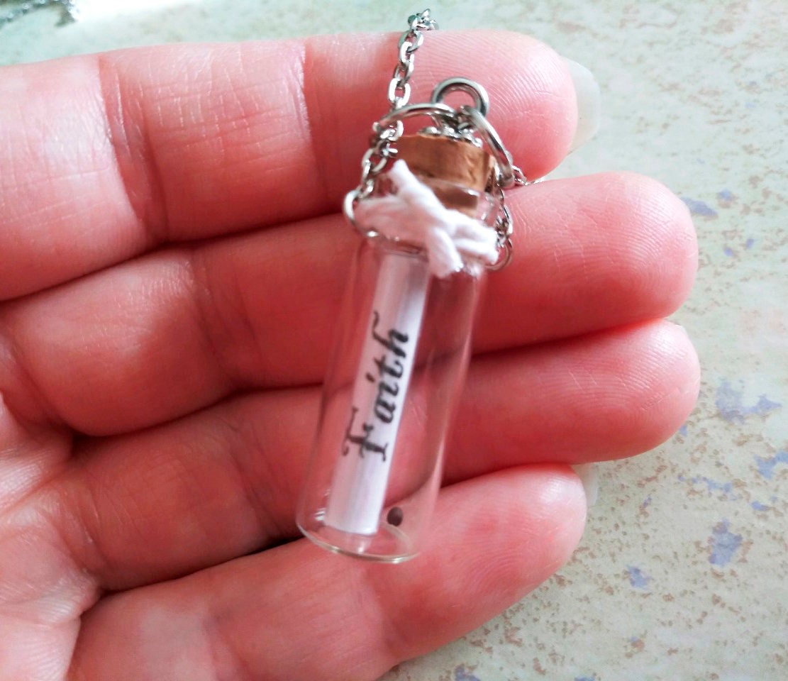 Message in a Bottle -Matthew 17:20-Mustard Seed Faith Car Charm-Christian Gifts- Personalized Message in a Bottle -Rear View Mirror Ornament