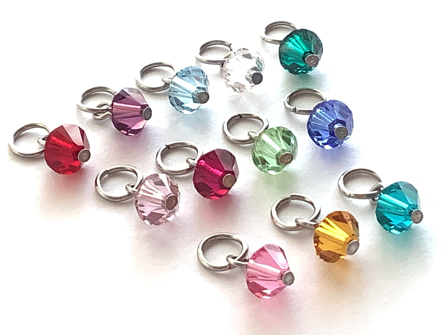 Crystal Birthstone Charm, Charm with loop, Stainless Steel, Hypoallergenic, add on charm for necklaces, bracelets and more