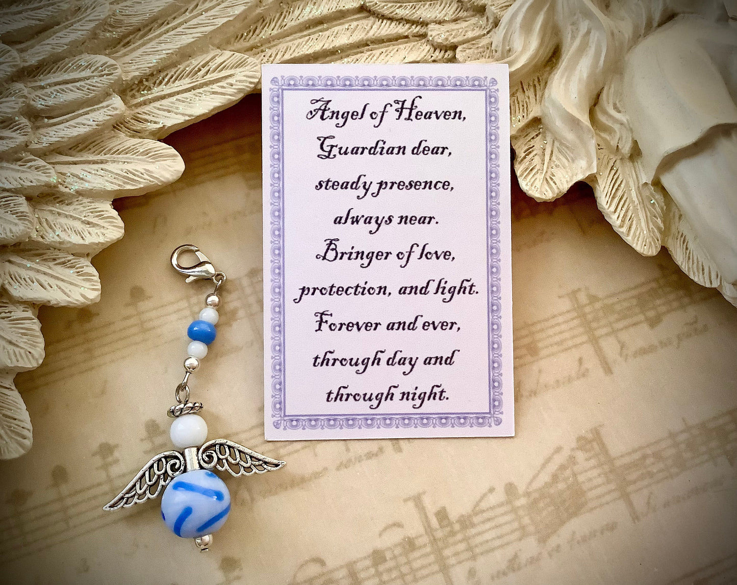 Blue Angel Charm, Wedding Charm, Guardian Angel Charm, Bouquet Charm, Memory Charm, Bridal Charm, Purse Charm, Angel Charm, Lobster Clasp