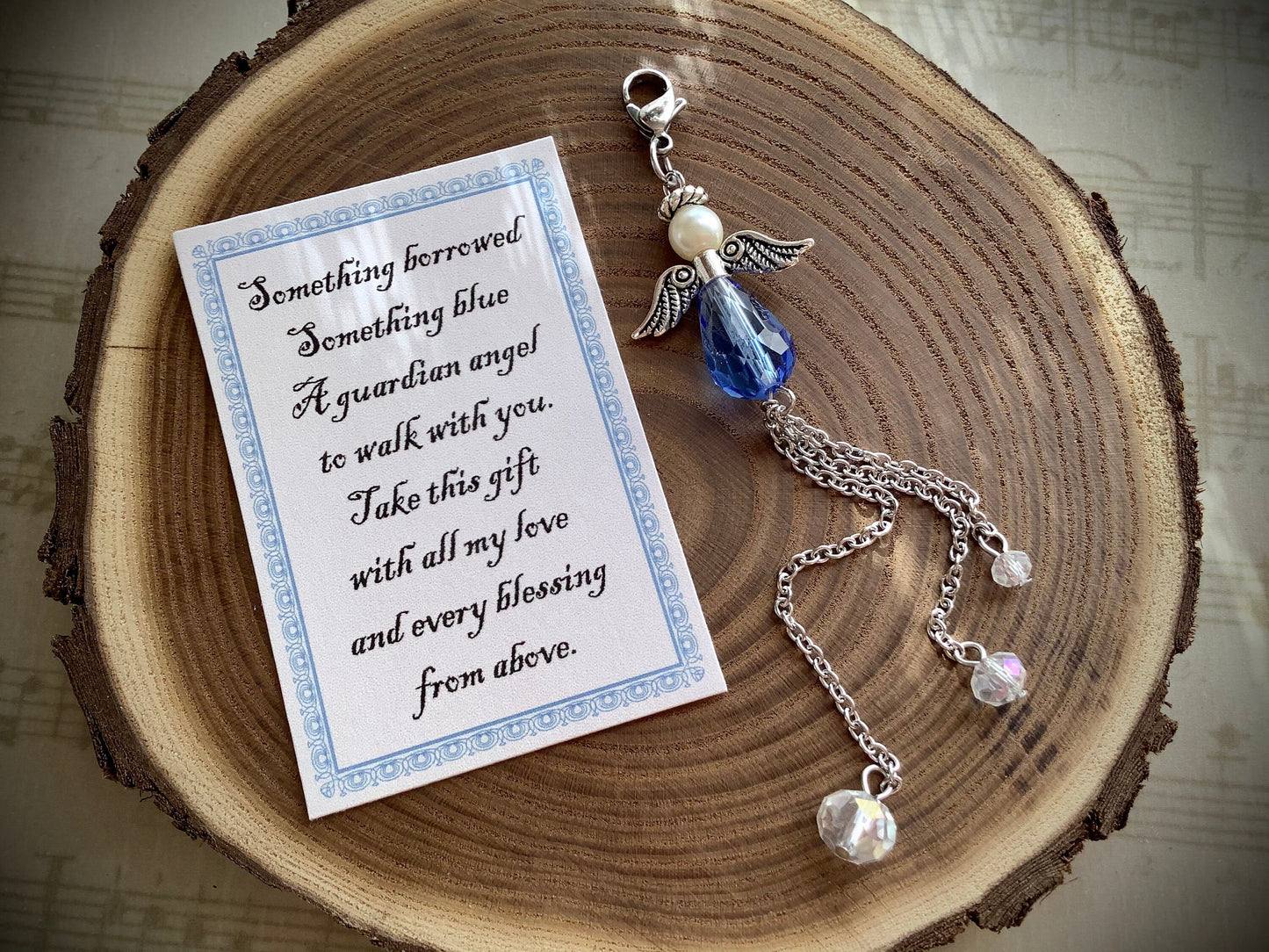 Charm for Bouquet, Something Blue Bouquet Charm - Blue Angel for the Bride - Memory Charm for Bride's Bouquet - Blue Charm - Guardian Angel