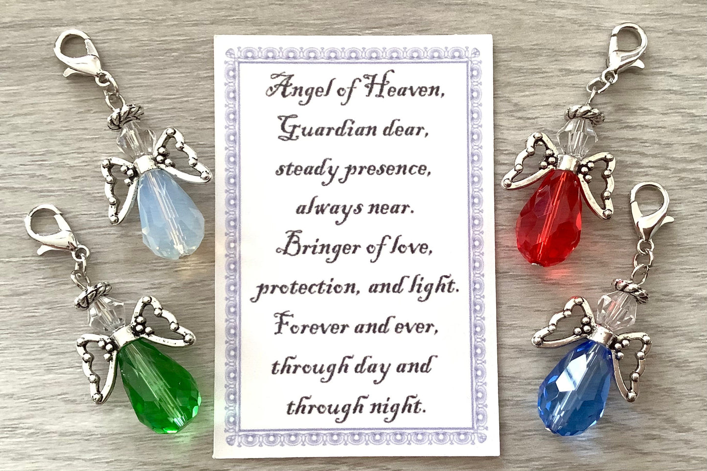 Angel Gift Charms,  Christmas Angels, Many Colors, Crystal Angel, Memory Charm, Angel for Keychain, Gift for Friend, Guardian Angel Charm