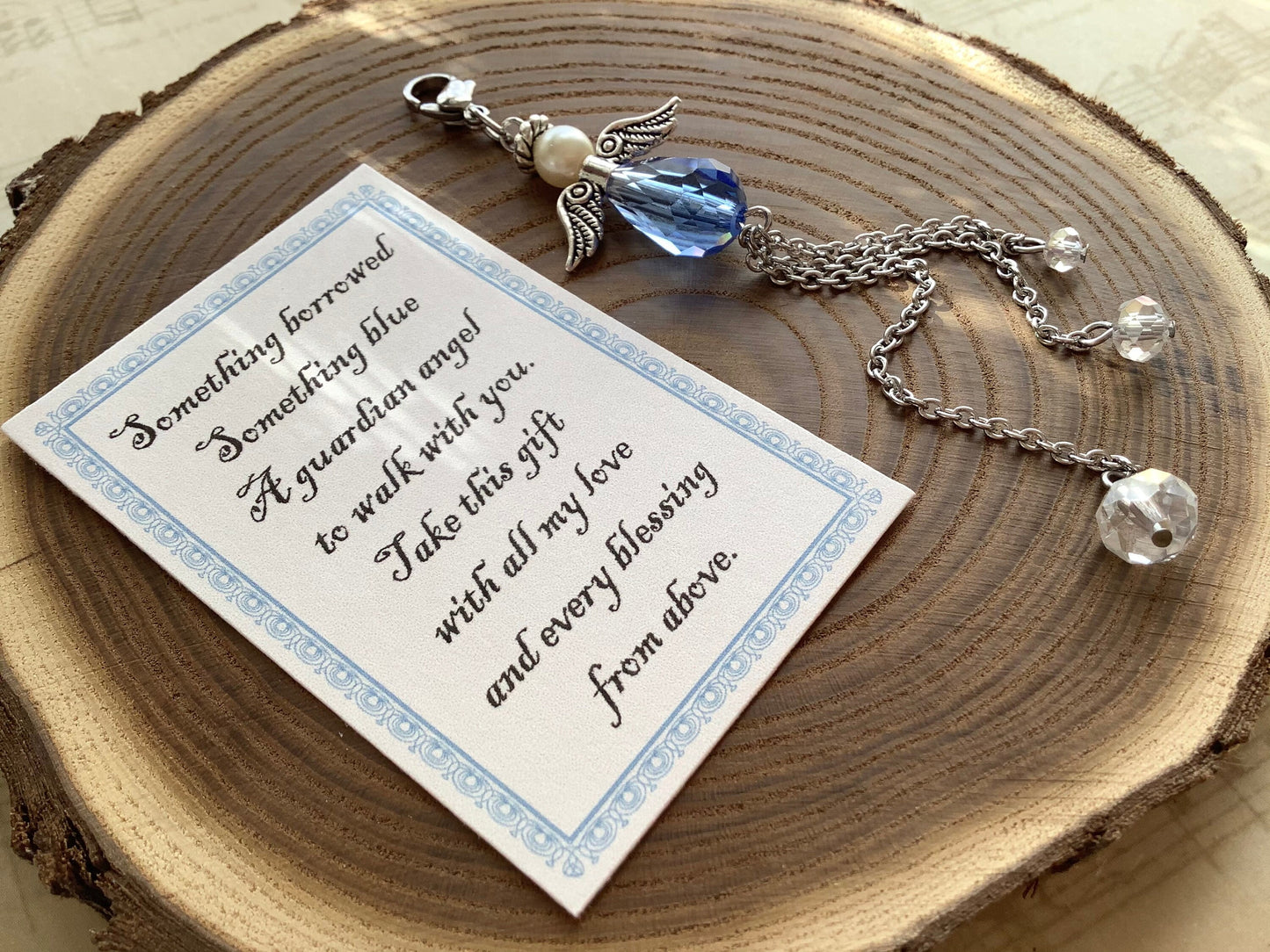 Charm for Bouquet, Something Blue Bouquet Charm - Blue Angel for the Bride - Memory Charm for Bride's Bouquet - Blue Charm - Guardian Angel