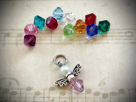 Birthstone Angel Charms, add on birthstone crystal pendant for necklaces bracelets and more, birthstone jewelry, birthstone charms, crystal