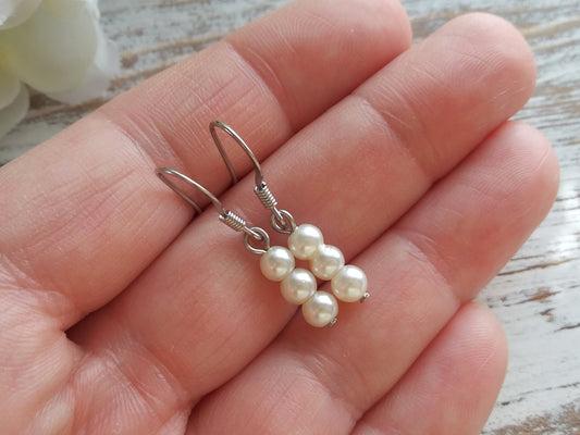 Pearl Earrings / Ivory Pearl Earrings / Cream Pearl Earrings / Off White Pearl Earrings / Glass Pearl Earrings / Stainless Steel Hooks / USA