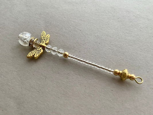 Fairie Wand Miniature, Dragonfly Fairy Wand, Brass, Crystal, and Metal Parts, Tiny Wand, Queen of The Fairies Wand, Tiny Fairycore Gift