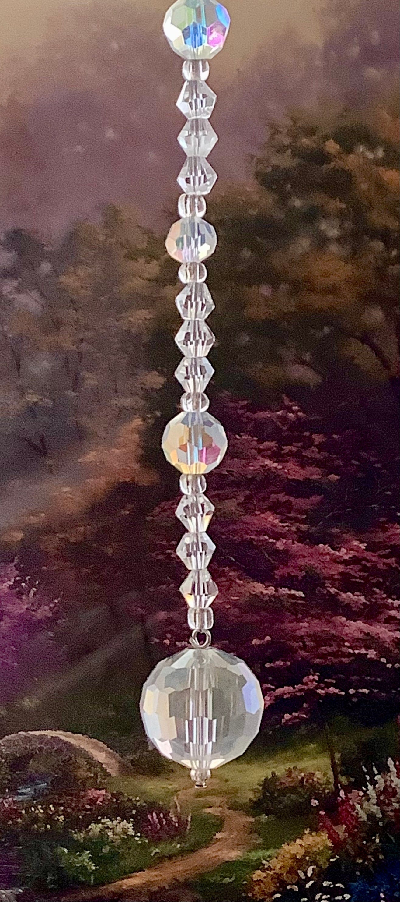 Long Crystal Suncatcher for Window Beaded Crystal Strand Sun catcher, Hanging Dangling Crystal, Glass Crystal Beads, Prism, Window Ornament