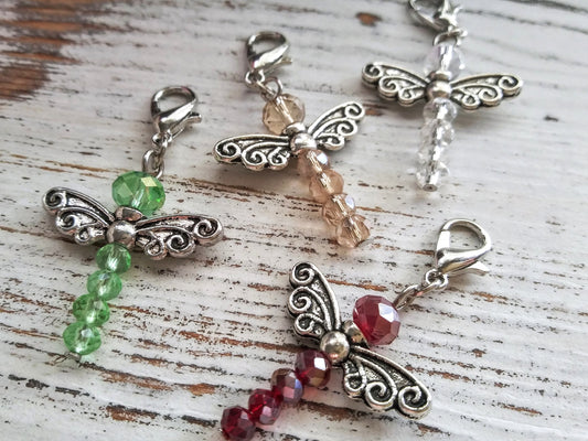 DRAGONFLY TOTEM Amulet Charm Talisman Insect Magic Spirit Animal Symbol Luck Joy with Saying Card Beaded Glass Dragonfly, Tiny Lobster Clasp