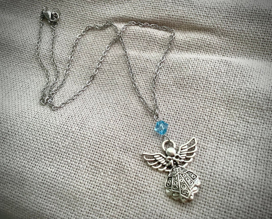 Necklace for Mom,Birthstone Necklace, Guardian Angel Birth Month, Mother’s Necklace, Memory Angel Necklace, Angel Necklace, Crystal Necklace