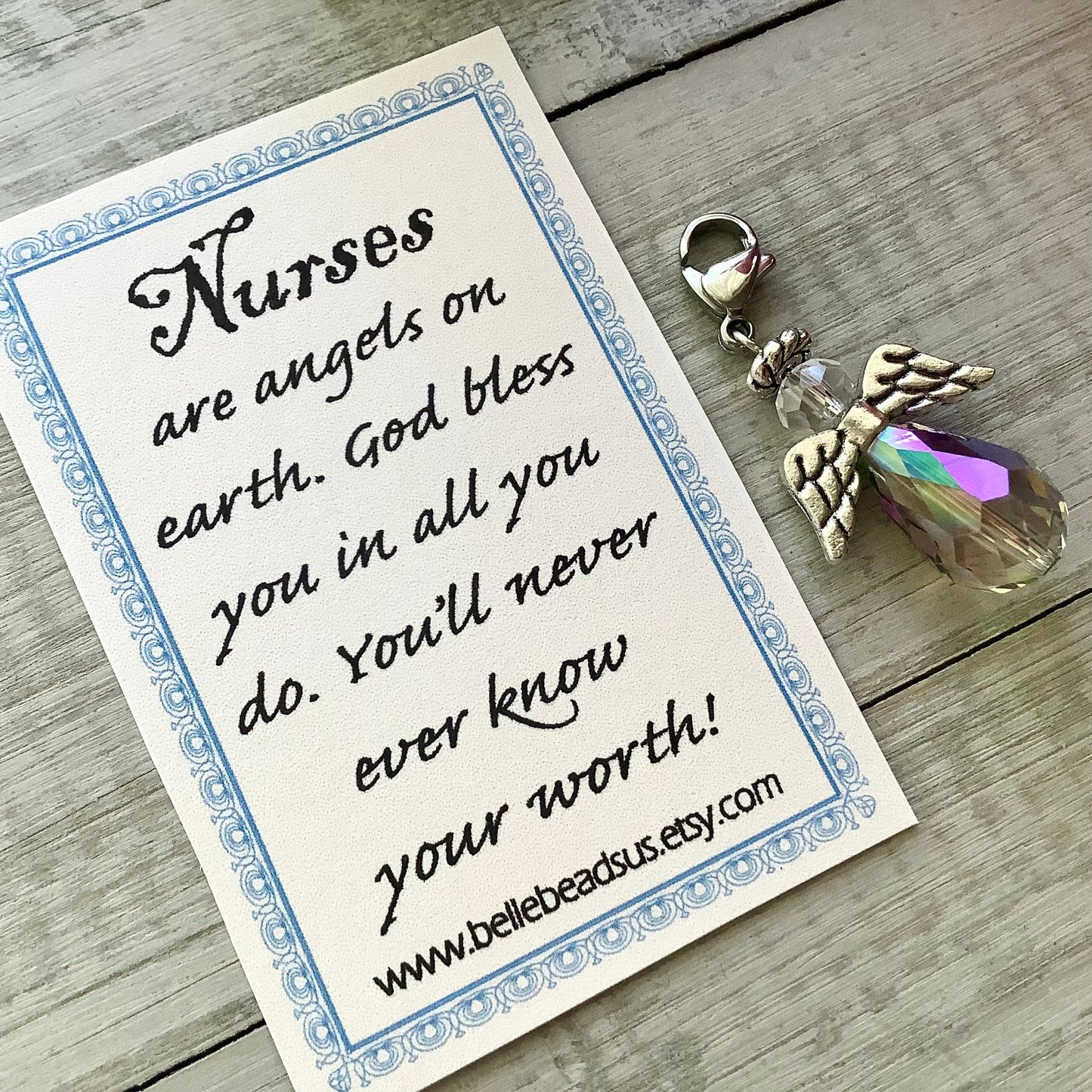 Nurse Gift, Badge Charm, Nurses are angels on earth, gratitude, guardian angel for nurse, nurse gift, tiny angel, nurse appreciation, angel