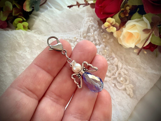 Something Blue Angel for the bride, Angel bouquet charm, wedding charm, bridal charm, gift for bride, blue charm, blue bridal wedding angel