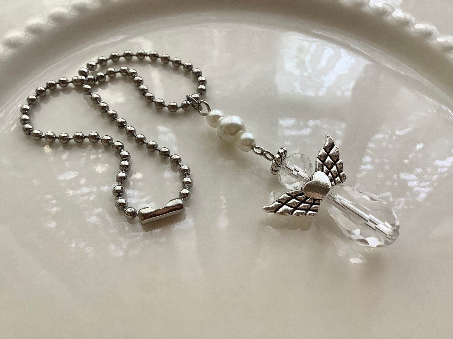 Crystal Angel for car, Rearview Mirror Charm, Guardian angel gift