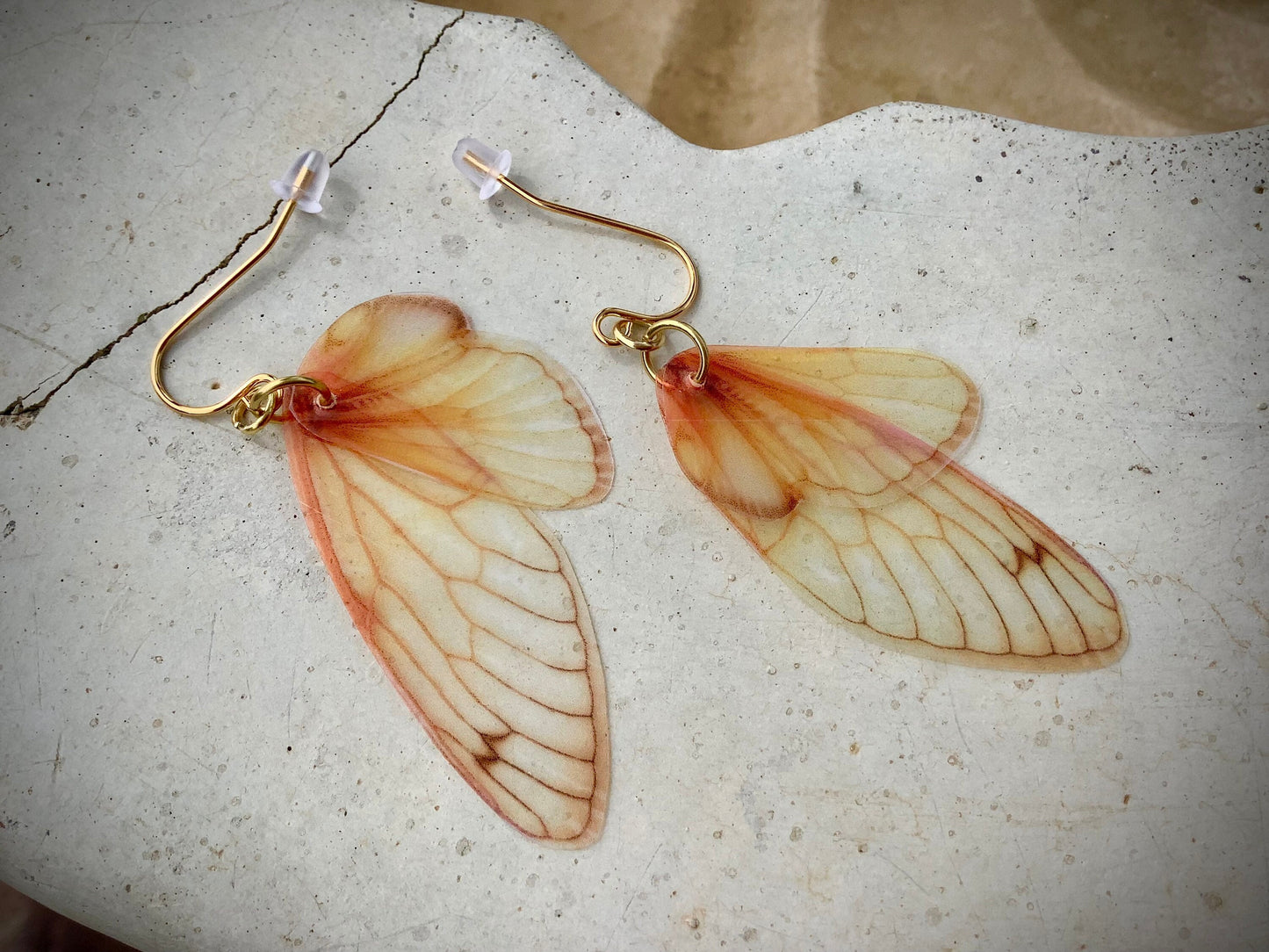 Fairy wing earrings, Costume accessories, Fairycore, Fall earrings, Cosplay Fantasy, semi transparent realistic looking wing earrings