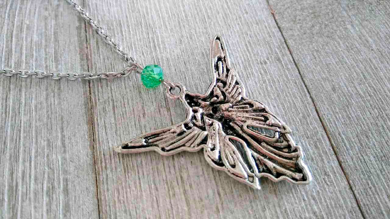 Moon Goddess Necklace-Moon Goddess Amulet-Luna Moth Necklace-Moon Goddess Pendant-Butterfly Fairy Pendant-Patina Pendant-Fairy Necklace Gift