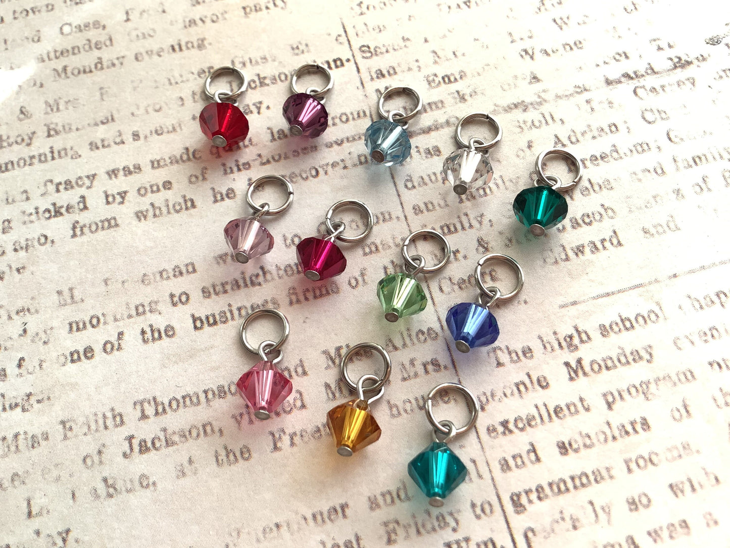 Crystal Birthstone Charm, Charm with loop, Stainless Steel, Hypoallergenic, add on charm for necklaces, bracelets and more