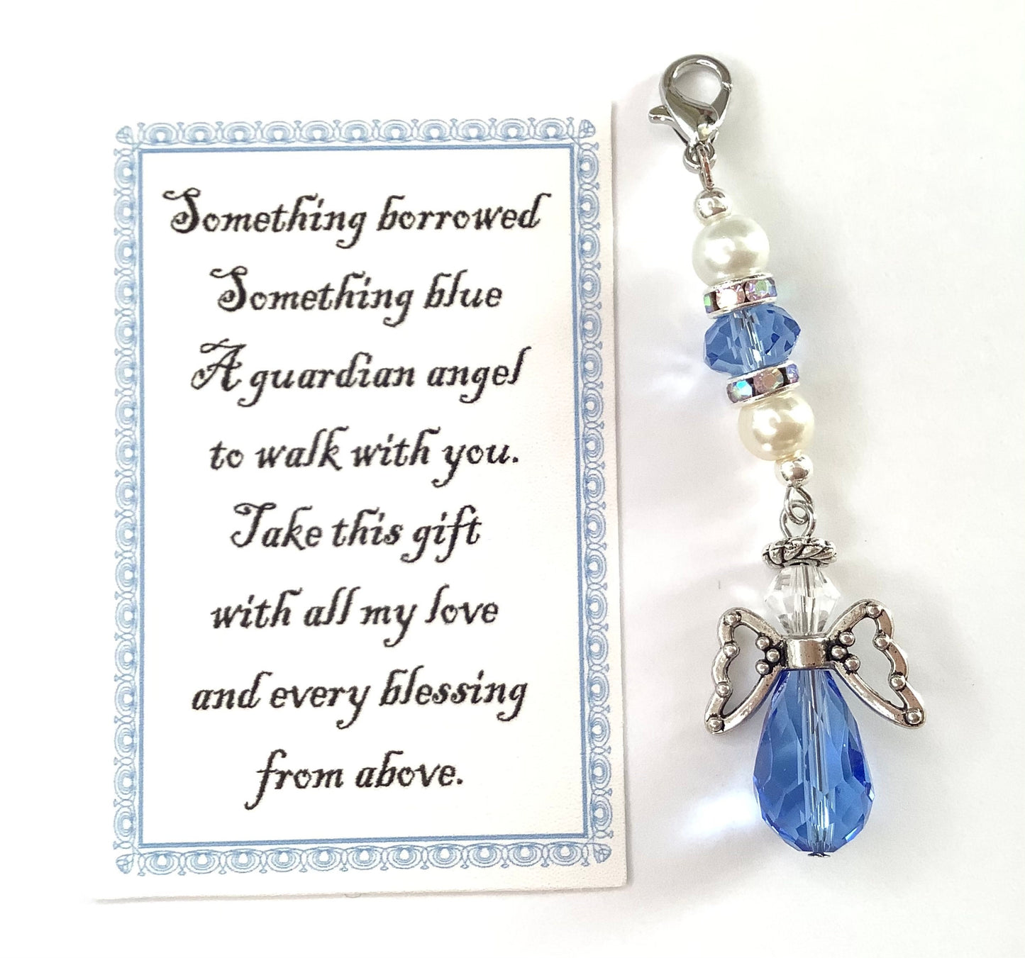 Something blue for bride - Bouquet Charm - Elegant Blue Angel Gift