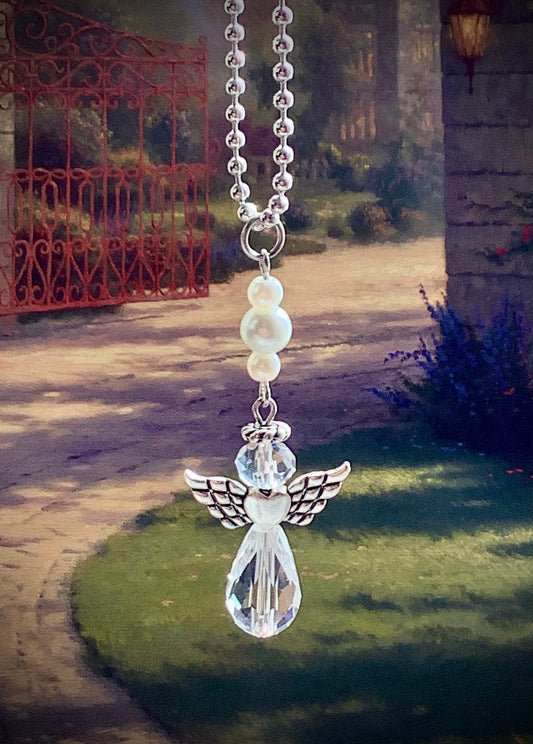 Crystal Angel for car, Rearview Mirror Charm, Guardian angel gift