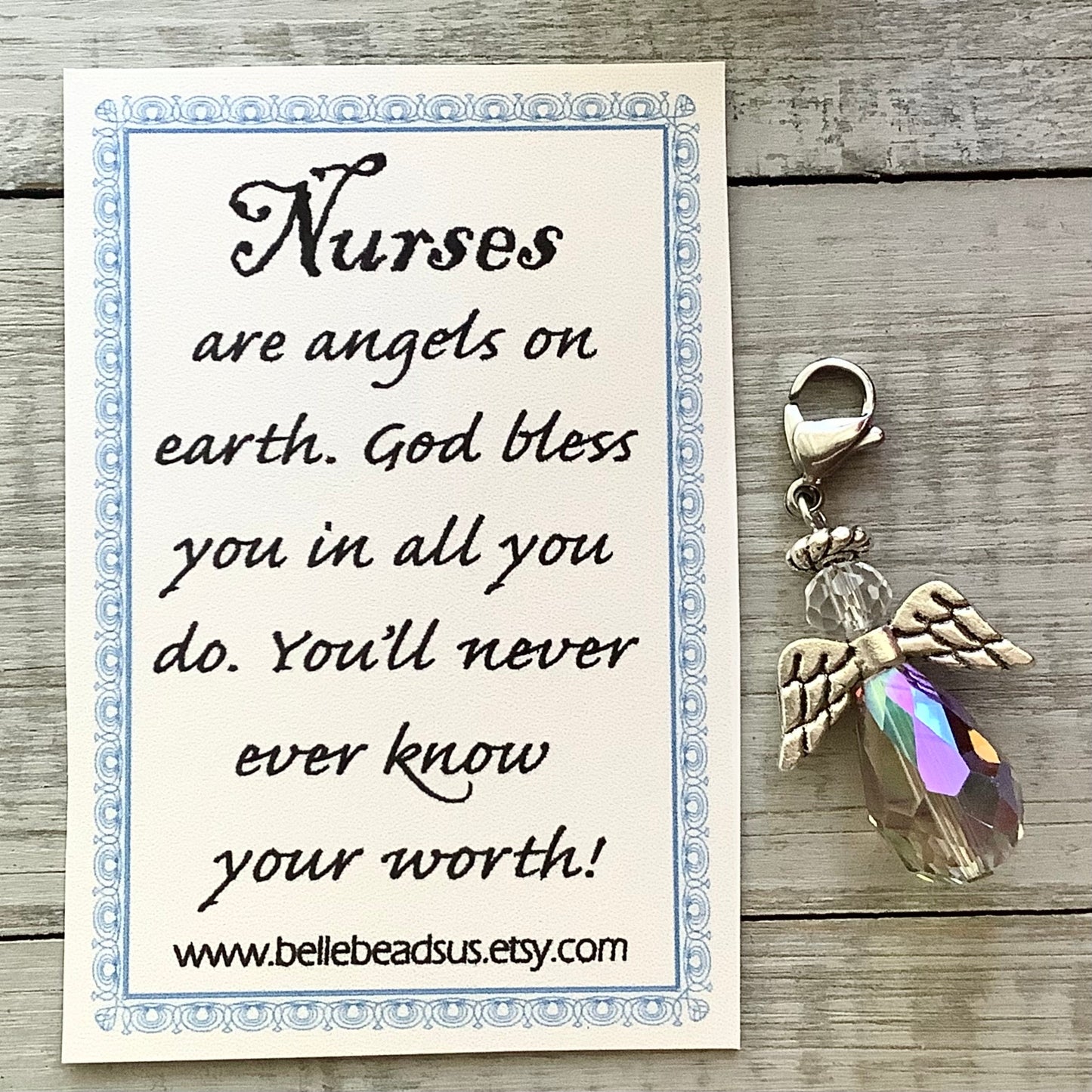 Nurse Gift, Badge Charm, Nurses are angels on earth, gratitude, guardian angel for nurse, nurse gift, tiny angel, nurse appreciation, angel