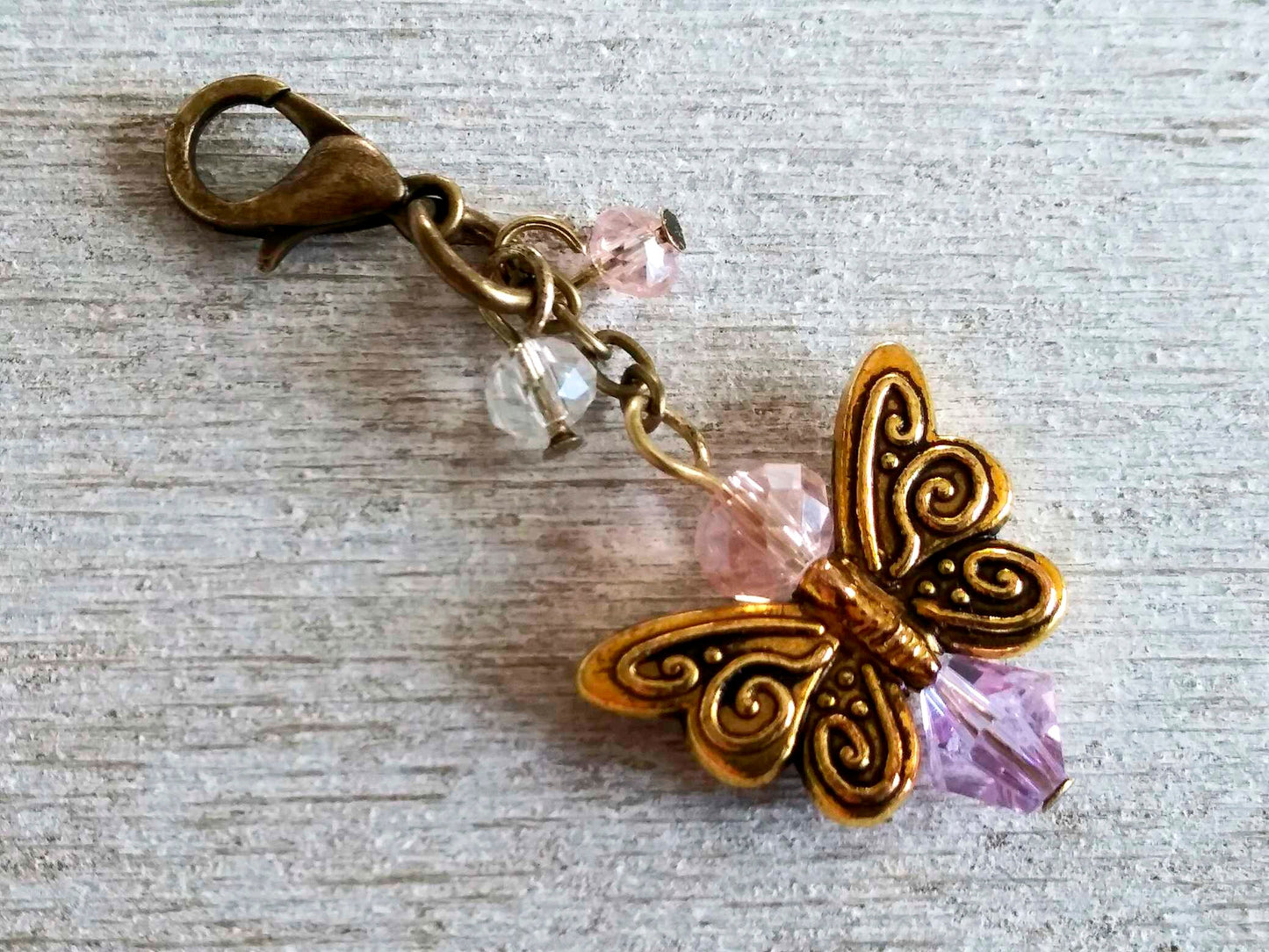 Butterfly Angel Planner Charm with Small Brass Tone Lobster Clasp, Notebook Charm, Purse Charm, Boot Charm, Book bag Charm, Journal Charm