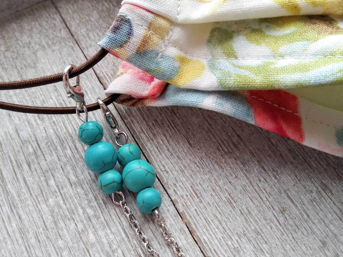 Turquoise Dyed Stone Beads, Mask Chain mask lanyard, #facemask holder, facemask strap, Western, mask neck strap, lanyard, facemask chain, US