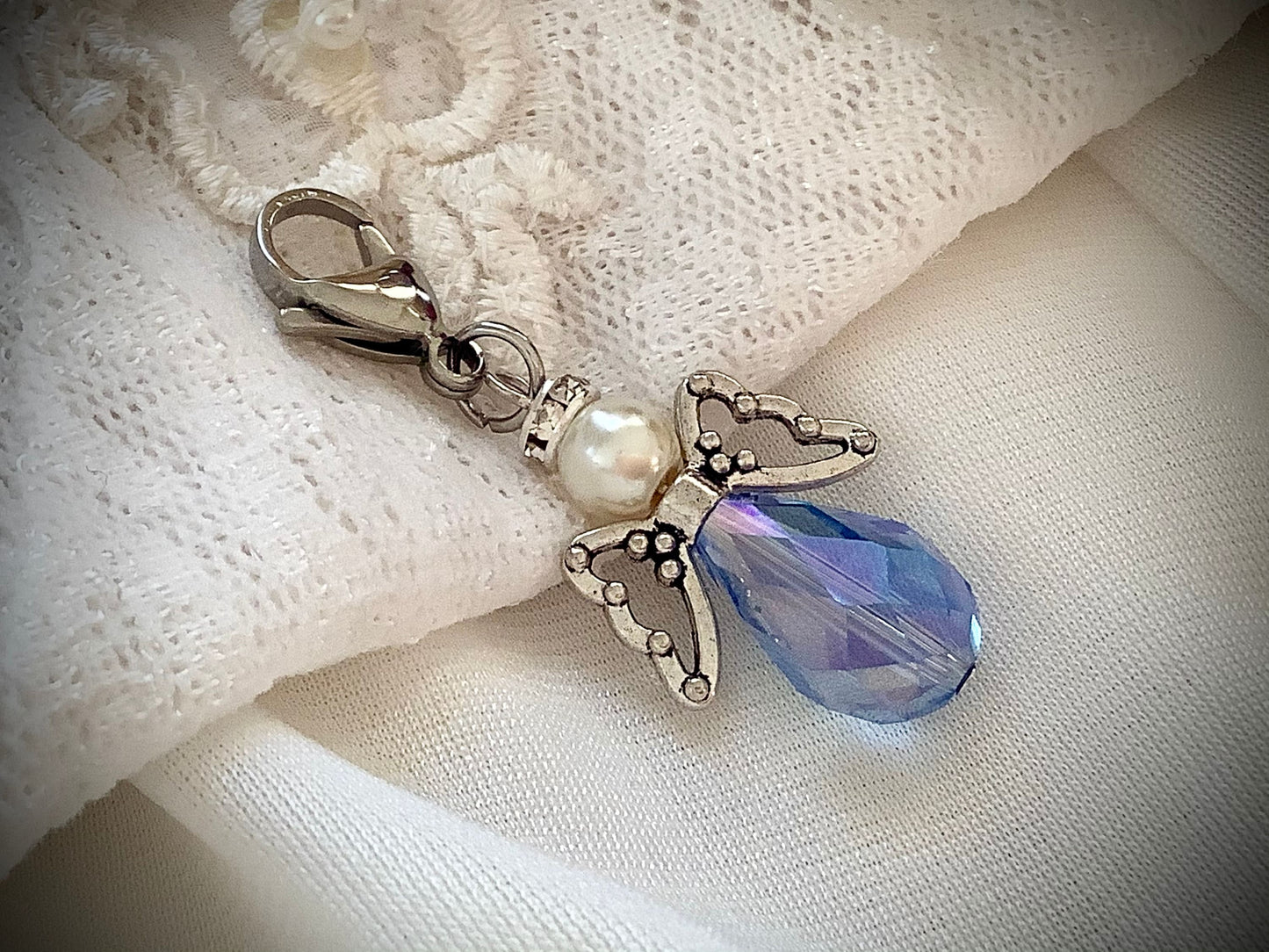 Angel for the bride, blue Angel bouquet charm, wedding charm, bridal charm, gift for bride, something blue charm, blue wedding angel