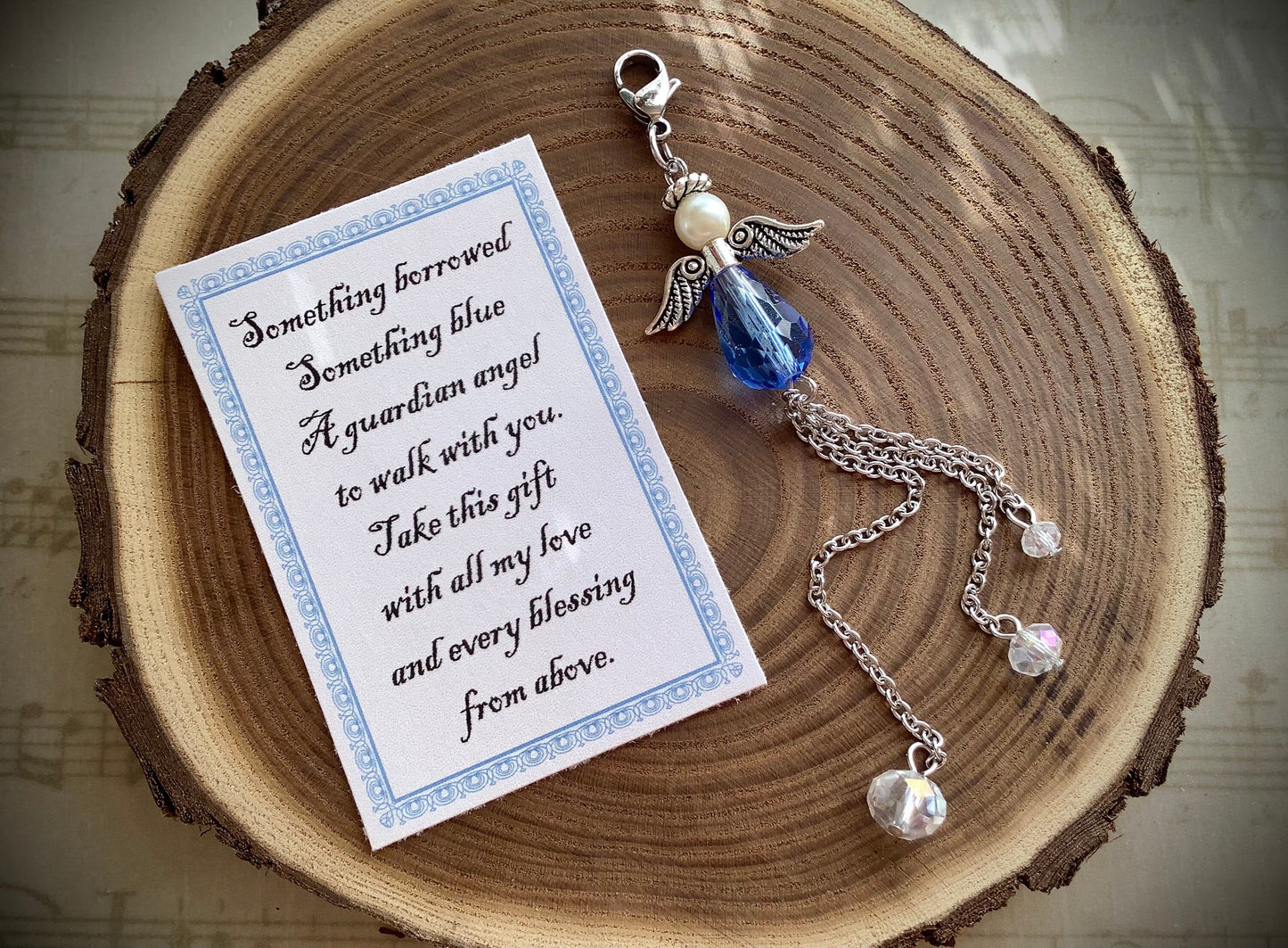 Charm for Bouquet, Something Blue Bouquet Charm - Blue Angel for the Bride - Memory Charm for Bride's Bouquet - Blue Charm - Guardian Angel