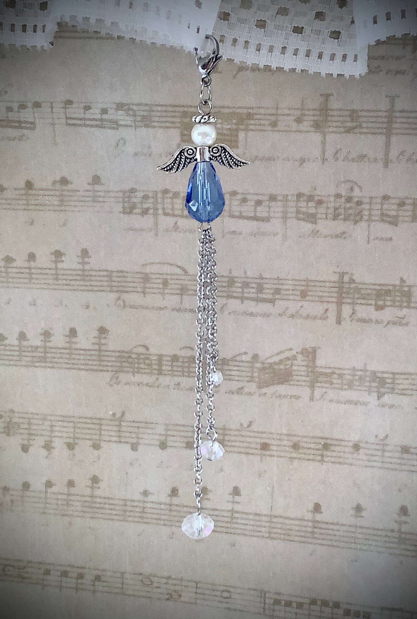 Charm for Bouquet, Something Blue Bouquet Charm - Blue Angel for the Bride - Memory Charm for Bride's Bouquet - Blue Charm - Guardian Angel