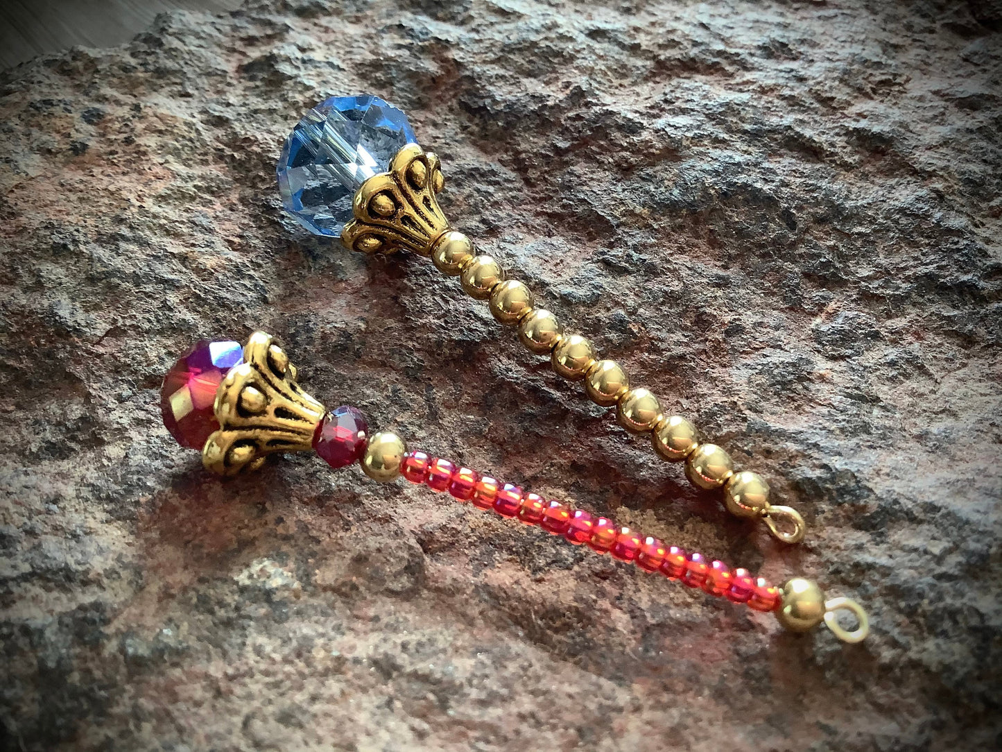 Halloween Gift, Trick or Treat Favor, Mini Magic Wands, Glass Crystal Tiny Wands Jewelry, Friend Gift, Fantasy Charms, Unique Miniature Wand