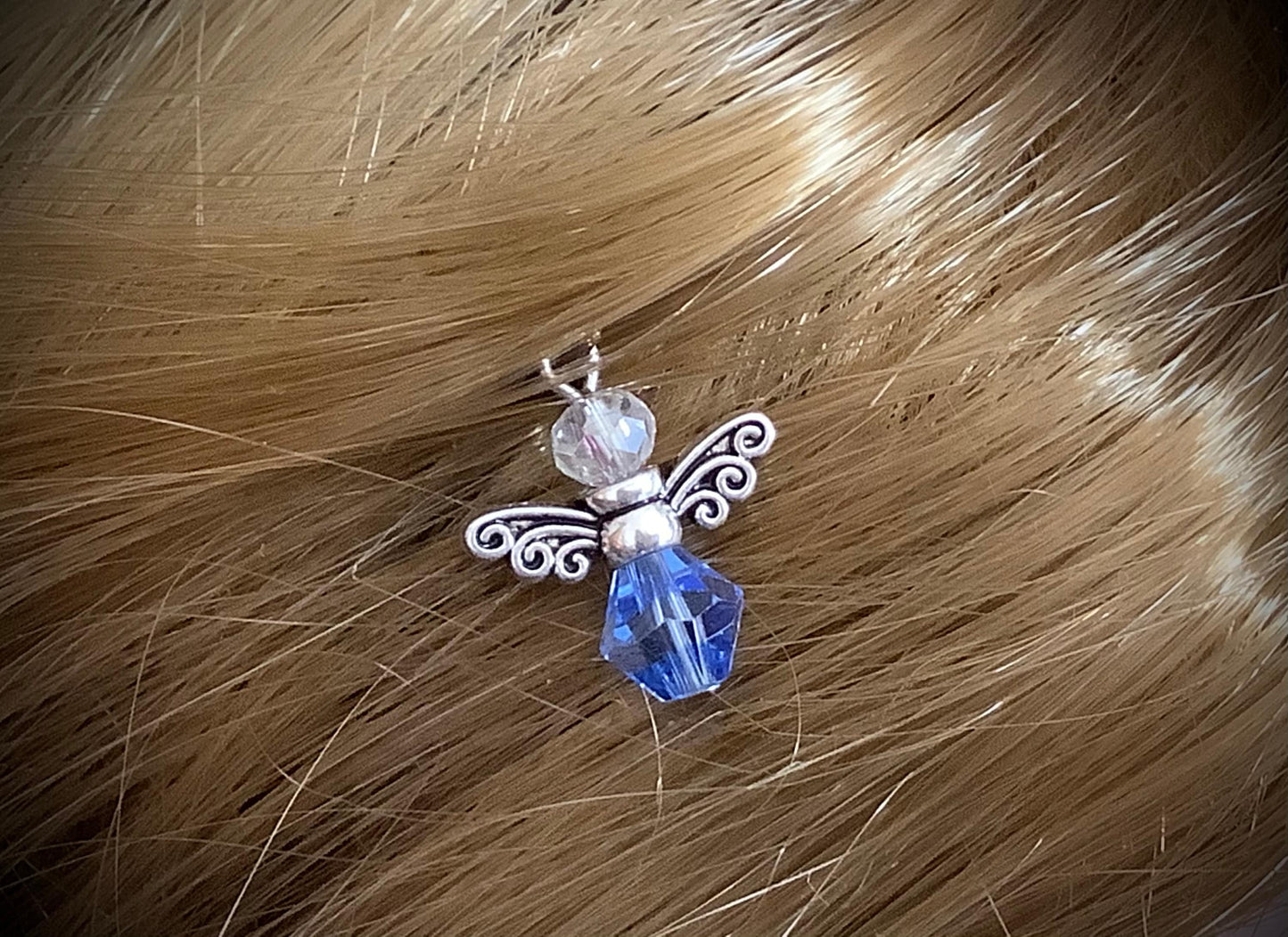 Angel for the bride, Bobby-pin Angel, Tiny Angel for hair, Wedding day hair pin, decorative hair accessories for bride, something blue hair