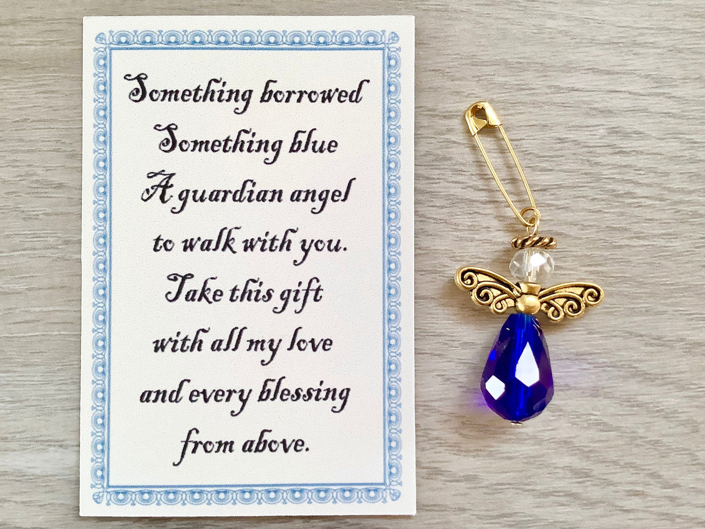 Angel to walk with you - Something Blue Angel for Bride, Something Blue - Glass Wedding Bouquet Crystal Angel, Guardian Angel Bridal, Cobalt