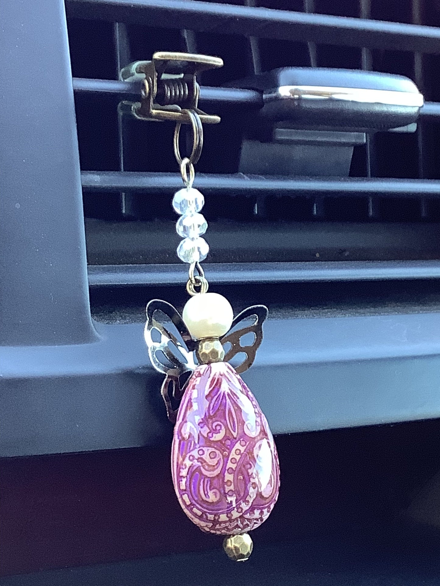 Angel for car, vent clip Angel, vent clip car charm, new driver gift, gift for her, new car, drive safe, an Angel to watch over you, protect