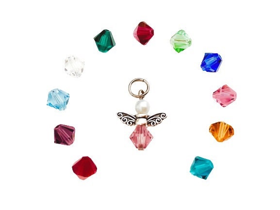 Birthstone Angel Charms, add on birthstone crystal pendant for necklaces bracelets and more, birthstone jewelry, birthstone charms, crystal