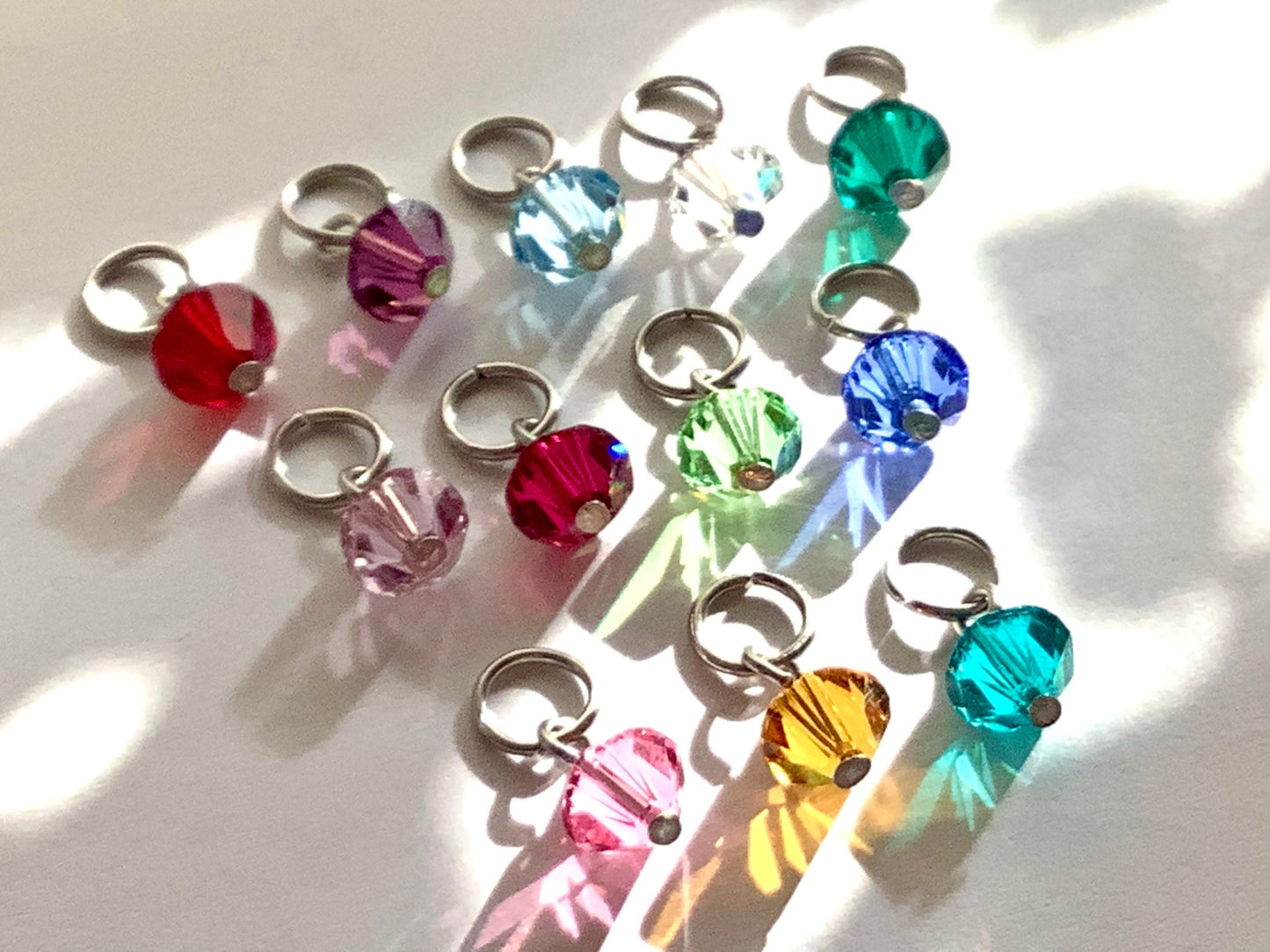 Crystal Birthstone Charm, Charm with loop, Stainless Steel, Hypoallergenic, add on charm for necklaces, bracelets and more