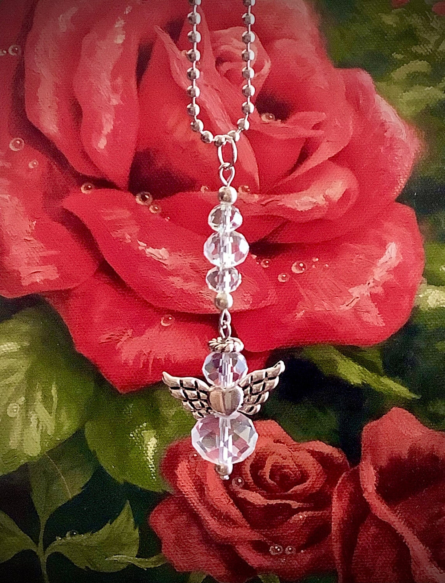 Guardian Angel Rearview Mirror Car Charm, Purse Charm, Ornament, In Memory, Suncatcher Remembrance of a Loved One, New Driver, Clear Crystal