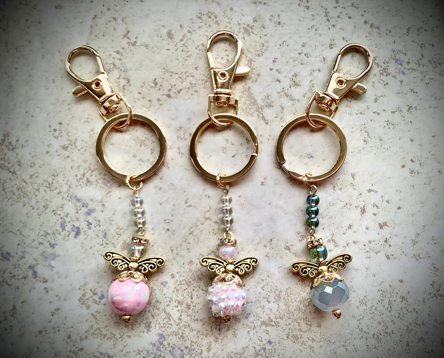 Guardian Angel Keyrings, Angel Keychains, Guardian Angel Gift, Angel Gift Charm, Beaded Angel, Angel Jewelry, Friendship Gift