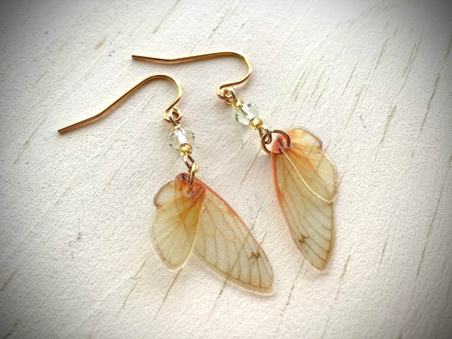 TINY Fairy wing earrings, Fairycore, Small Imitation Cicada wing earrings springtime summer jewelry semi transparent realistic wing earrings