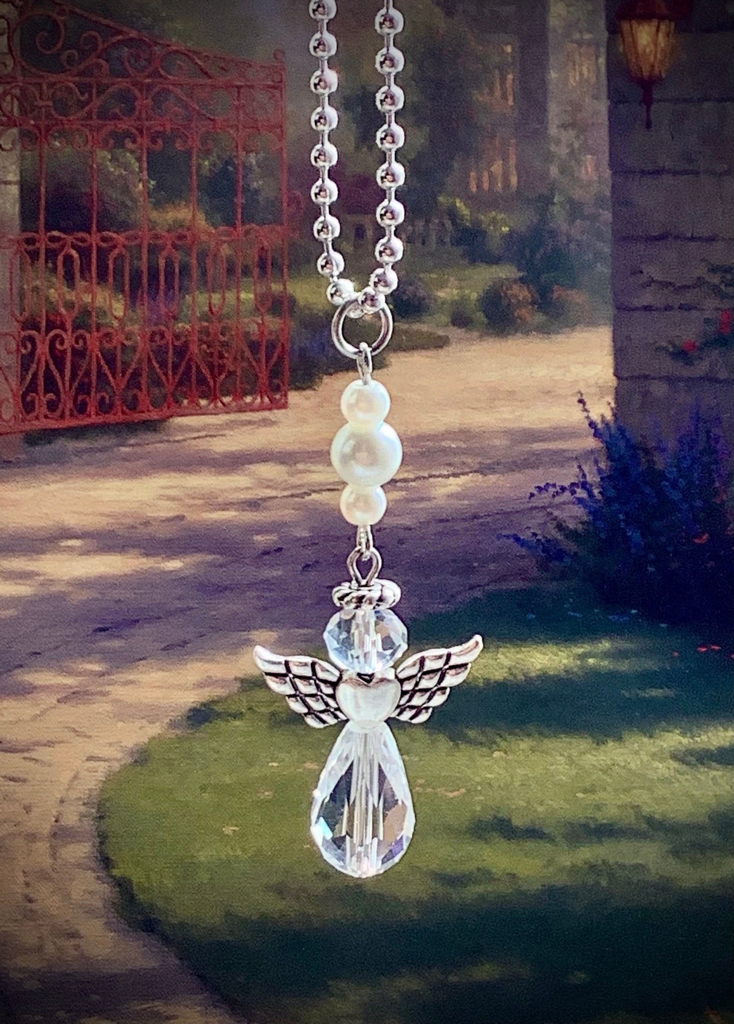 Angel of Heaven, Rearview Mirror Car Charm, Memorial Ornament, Keepsake, Suncatcher Remembrance of a Loved One, New Driver, Clear Crystal