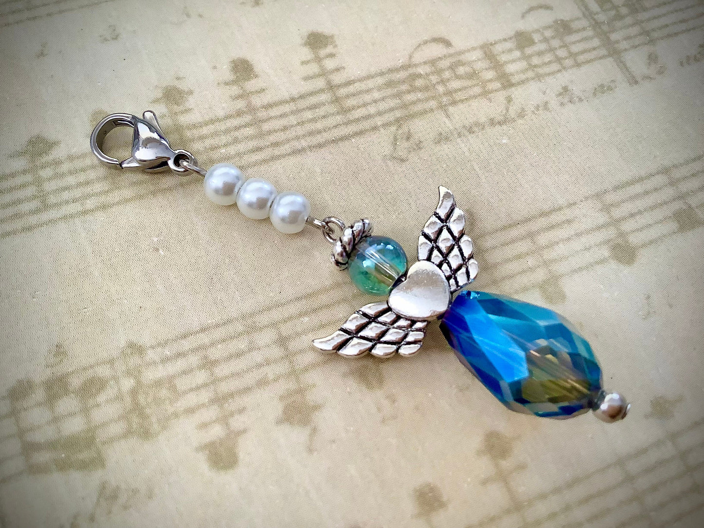 An Angel for the Bride / Bouquet Charm / Bridal accessories/ Memory Angel / Angel Car Charm / Planner Charm, Bridesmaid Charm, Mystic Blue