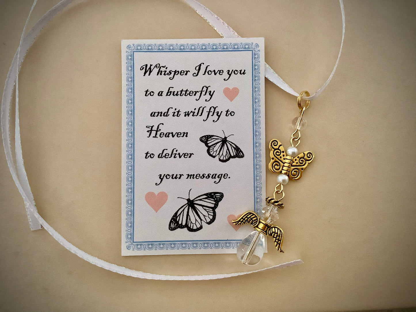 Wedding Bouquet Charm, Butterfly Memory, Bride Gift, Butterfly Angel Charm Sympathy Gift, Memory, Loss Loved One, memory keepsake, car charm